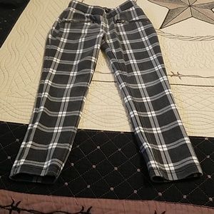 White and black plaid pants